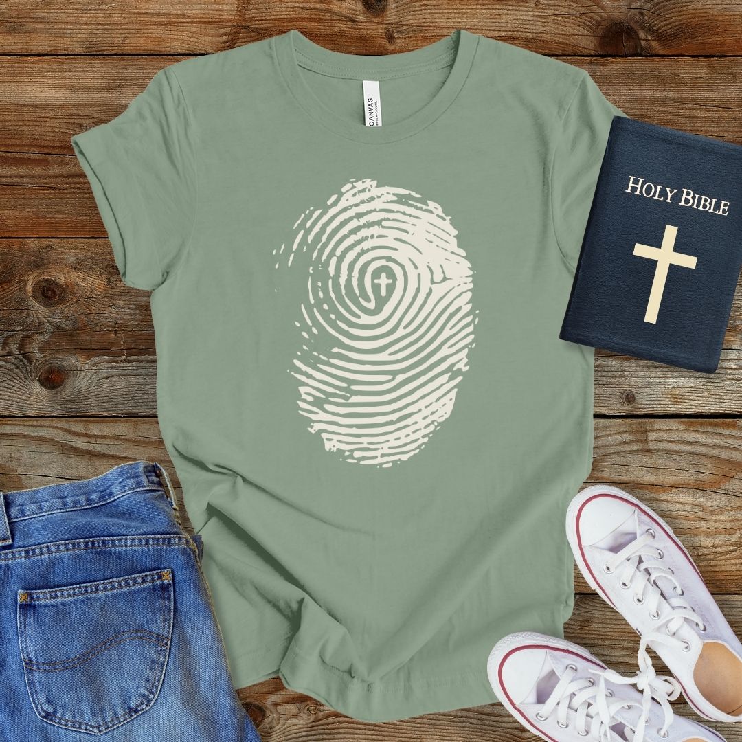 a t - shirt with a fingerprint on it