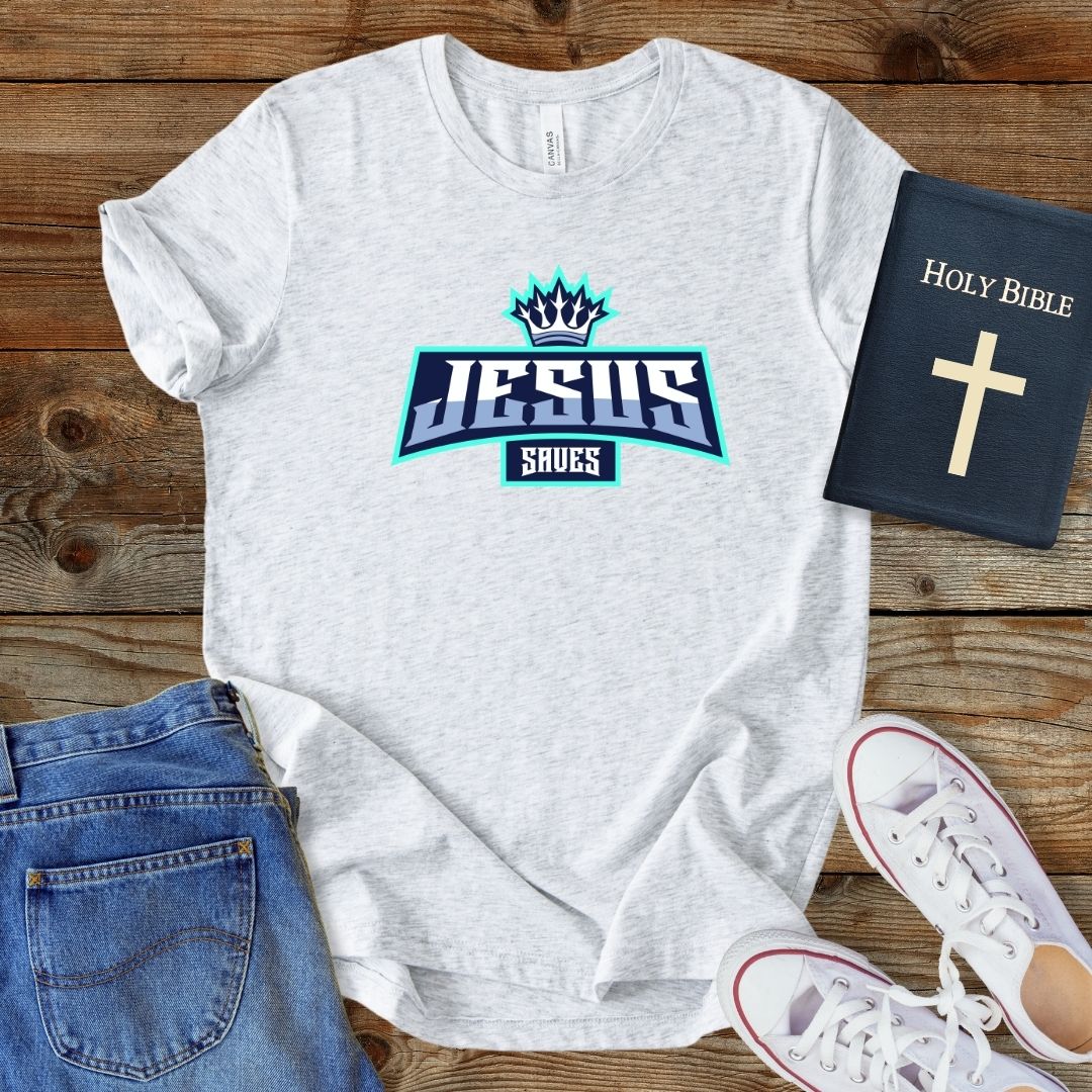 a t - shirt with the word jesus on it