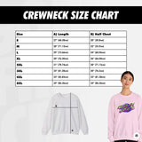 the crew neck size chart for a women's sweatshirt