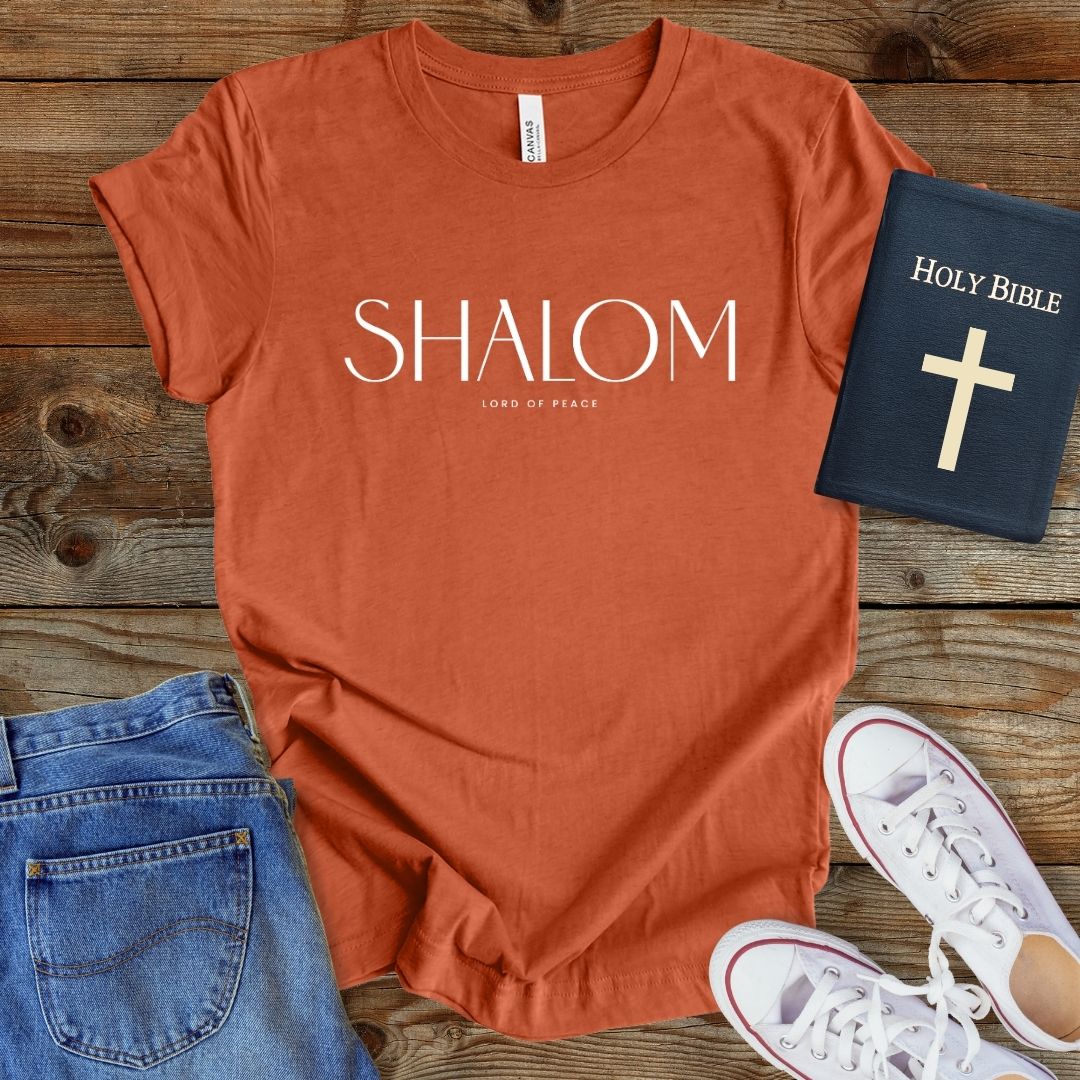 a t - shirt with the word shaiom on it
