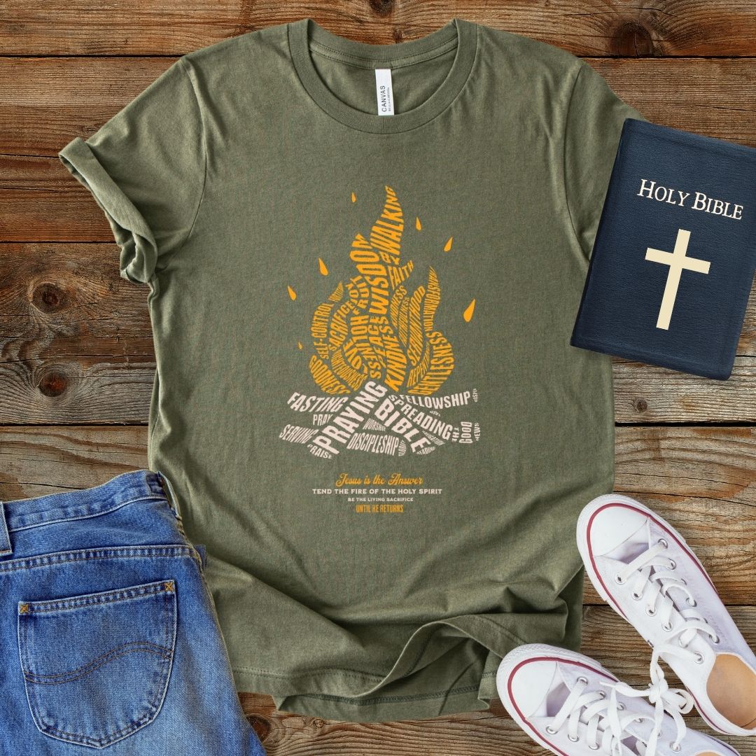 a t - shirt with a bible next to it